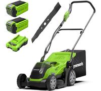 Greenworks G40LM35K2X Cortacésped de Batería, Ancho de Corte 35 cm, Bolsa de 40L MÁS Dos Baterías de 40V 2Ah y Un Cargador, Garantía de 3 Años + Cuchilla de Repuesto Original de 35 cm