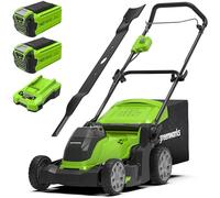 Greenworks G40LM41K2X Cortacésped de Batería, Ancho de Corte 41 cm, MÁS Dos Baterías de 40V 2Ah y Un Cargador, Garantía de 3 Años + Greenworks Tools Cuchilla de Repuesto Original de 41 cm