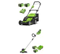 Greenworks G40LM41K2X Cortacésped de Batería, Ancho de Corte 41 cm, MÁS Dos Baterías de y Un Cargador + Greenworks 40V Cortadorbordes a Batería, Ancho Corte 30 cm, Dos Baterías y Cargador G40LTK2X