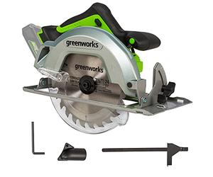 Greenworks GD24KS Sierra Circular Inalámbrica, 4500 rpm, Hoja de 185 cm, Profundidad de Corte de 64 mm, SIN Batería de 24V y Cargador, Garantía de 3 Años