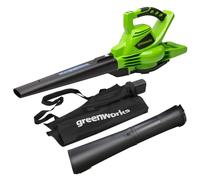 Greenworks GD40BV Soplador Aspirador de Hojas a Batería con Motor sin Escobillas, 280 km/h, 9,63 m³/min, Bolsa Recogedora de 45L SIN Batería de 40V y Cargador, Garantía de 3 Años