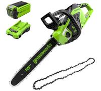 Greenworks GD40CS18 Motosierra a Batería, Largo de Barra de 40 cm, Velocidad de Cadena de 20 m/s + Cadena de Oregon de 40 cm. adecuada para motosierras de la serie Greenworks de 40 voltios