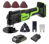 Greenworks Herramienta multifuncional 24V G24MT (Li-Ion 24V 18000 oscilaciones por minuto arco oscilante de 3° velocidades variable cambio de cuchilla sin herramienta luz LED con batería y cargador)