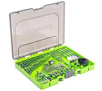Greenworks Juego de 90 brocas de perforación y conducción de óxido negro con caja modular para madera, metal, plástico y mampostería, vida útil 3 veces más larga, punto de división de 135°, fresado de