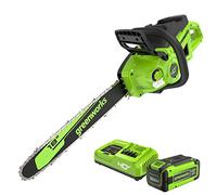 Greenworks - Motosierra 40 V 40 V (ideal para cortar árboles, limbos, poda y leña), batería de 8,0 Ah y cargador rápido incluido