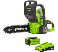 Greenworks Motosierra con mango batería G40CS30K2, Li-Ion 40V 4,2 m/s velocidad de cadena,30 cm longitud de espada, 120 ml volumen tanque aceite, incluye batería de 2Ah y cargador