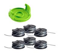 Greenworks Paquete de 6 carretes de alimentación automática de Doble línea de 0.165 cm con Cubierta de Bobina, Compatible con desbrozadora de Hilo de 24 V y 12 Pulgadas ST1202, ST1212, CKS122