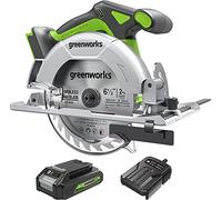 Greenworks Sierra Circular inalámbrica Brushless luz LED 4800 RPM, Hoja de sierra de Ø165 x Ø20 mm, profundidad de corte de 57 mm, con batería de 2Ah y cargador