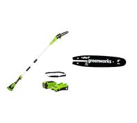 Greenworks Sierras telescópicas para exterior, Velocidad de Cadena 8 m/s, Autoengrasado, Poste 2.58m, Batería 40V 2Ah y Cargador + Barra guía de para motosierra