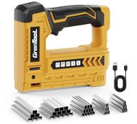 GRENTOOL Pistola grapadora eléctrica 5 en 1, pistola grapadora recargable de 4 V con 3000 grapas y clavos, pistola grapadora de tapicería resistente para madera, muebles, bricolaje, fijación de
