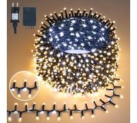 gresonic - Guirnalda de luces LED (500 LED, 20 m, 12 modos, temporizador, cortina luminosa impermeable IP44, para jardín, balcón, exterior, blanco cálido, mando a distancia
