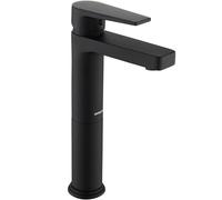 GRICOL Grifo Lavabo Alto de Baño Grifo Monocomando para Lavabo Latón Mezclador de Lavabo Agua Fría y Caliente Grifo para Baño Mate Negro