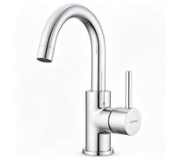 GRIFEMA G1002 Grifo de Lavabo, Mezclador Monomando de Acero Inoxidable 304, Caño Giratorio 360°, Aireador Neoperl Desmontable, Conexión G3/8, Acabado Cepillado