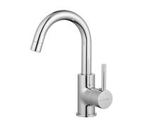 GRIFEMA G1002 Grifo de Lavabo, Mezclador Monomando de Acero Inoxidable 304, Caño Giratorio 360°, Aireador Neoperl Desmontable, Conexión G3/8, Acabado Cepillado
