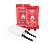 GRIFEMA GA3002 Manta ignífuga 100 x 100 cm EN 1869:2019 Fire Blanket Kitchen Adecuado para hogares, vehículos, oficinas, barbacoas al Aire Libre, chimeneas y almacenes（Paquete de 2）