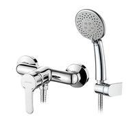 GRIFEMA Grifo de Ducha Bañera con Alcachofa Monomando Manguera y Soporte Cromado, G12003
