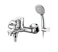 GRIFEMA Grifo para Bañera y Ducha Alcachofa Manguera y Soporte Plateado, G13003