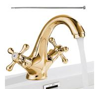 Grifería de Cocina De latón vintage bimando para lavabo de baño de un