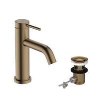 Grifería de lavabo hansgrohe Tecturis S 80 CoolStart, EcoSmart+, con juego de desagüe de varilla, alcance de 108 mm, 73302140, Color: Bronce cepillado