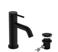 Grifería de lavabo hansgrohe Tecturis S 80 CoolStart, EcoSmart+, con juego de desagüe de varilla, alcance de 108 mm, 73302670, Color: negro mate