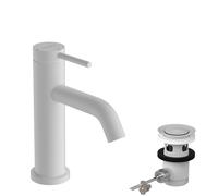 Grifería de lavabo hansgrohe Tecturis S 80 CoolStart, EcoSmart+, con juego de desagüe de varilla, alcance de 108 mm, 73302700, Color: Blanco mate