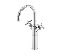 Grifería de lavabo Steinberg Serie 250, alta, giratoria, de dos mandos, con juego de desagüe, alcance de 155 mm, 2501550, Color: cromado