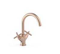 Grifo alto bimando para lavabo con volantes en latón acabado oro rosa mate MONTBLANC TRES