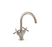 Grifo alto bimando para lavabo de latón con acabado acero MONTBLANC TRES