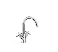Grifo alto bimando para lavabo de latón con acabado cromado MONTBLANC TRES