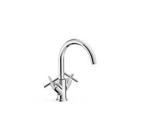 Grifo alto bimando para lavabo de latón con acabado cromado MONTBLANC TRES
