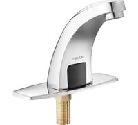 Grifo automático sin contacto para lavamanos de baño, con sensor de movimiento para inodoros, con placa de cobertura para orificio, funciona con batería, apto para agua caliente y fría, para tuberías 
