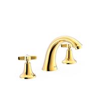 Grifo bimando de repisa para lavabo de latón con acabado en oro Clasic TRES