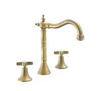 Grifo bimando de repisa para lavabo de latón con acabado viejo mate e instalación libre Clasic TRES