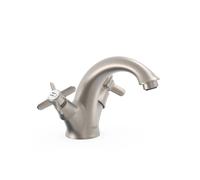 Grifo bimando para lavabo con aireador en latón y acabado en acero Clasic TRES