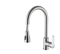 Grifo Cocina Grifos de cocina de níquel cepillado extraíbles for fregadero, mezclador de montaje en cubierta, cabezal rociador de chorro, grifos de agua fría y caliente plateados(Brushed)