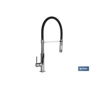 Grifo cocina monomando tubo flexible negro 25 mm