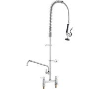 Grifo comercial con pulverizador de prelavado, de 112 cm de altura, con una distancia entre centros de 20 cm, caño giratorio de 30 cm, para montaje en encimera de fregadero de cocina, fabricado en lat