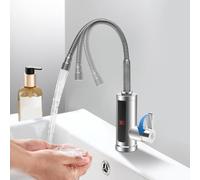 Grifo con calentador de agua, 3000 W, 220 V, grifo eléctrico con caño flexible e indicador de temperatura LCD, IPX4, grifo de calefacción eléctrica, grifo de rotación de 360º para cocina, cuarto de
