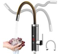 Grifo con calentador instantáneo, 3000 W, acero inoxidable, control de temperatura con LED