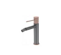 IMEX Products Grifo monomando para lavabo Line caño alto oro cepillado con click-clack blanco brillo