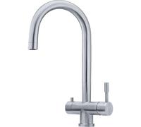 Grifo de acero inoxidable de alta presión Franke, modelo Clear Water L, con salida fija de acero inoxidable y control lateral. Referencia: 160.0705.403. Incluye 5 años de garantía