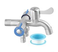 Grifo de acero inoxidable de tres vías con 3 interruptores independientes para lavadora, rociador, lavavajillas, válvula de ángulo de 2 vías, tubos de diámetro G1/2 '' (B)