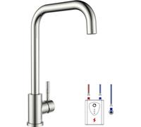 Grifo de acero inoxidable para la cocina, grifo con boquilla que funciona con baja presión de agua, grifo monomando sencillo con función de giro de 360 grados, grifo empotrable fácil de instalar, con 