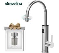 Grifo de agua caliente, calentamiento instantáneo, diseño fácil de usar, acabado en plata cepillada, compatible con la normativa de la Unión Europea