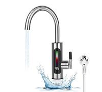 Grifo de agua caliente instantáneo 3000 W - Calentador de agua instantáneo para la cocina - Grifo de agua caliente eléctrico LED de acero inoxidable - Calentador de agua giratorio de 360° - Grifo de