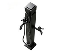 Grifo de agua de hidrante Vertical de acero inoxidable 304, columna de agua de jardín a prueba de congelación con grifo y pistola rociadora, espiga para exteriores(Estilo 4,Height: 95cm/37.4in)