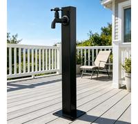 Grifo de agua de jardín independiente negro - Soporte de agua cuadrado para montaje en piso - Grifo de columna exterior de acero inoxidable para patio y área de acampada(B,Height: 60cm/23.6in)