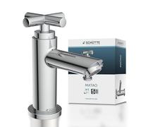 Grifo de agua fría Schütte MATAO, grifo de agua fría para el baño, grifo de baño solo para agua fría, grifo de pie con mango de cruz chic, 37956