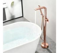 Grifo de Bañera Independiente de Montaje en Suelo Giratorio 360° Grifos Ducha Baños 2 Modos,Oro Rosa