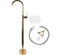Grifo De Bañera Independiente, Grifo De Bañera De Latón Y Acero Inoxidable para Montaje En Suelo, Grifo De Ducha Moderno, Grifo De Lavabo Elegante para Lavabo De Columna. Gold